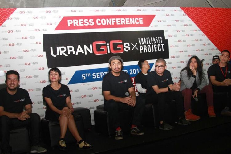 Konferensi pers peluncuran album bertajuk Urban Gigs x Unreleased Project di The Establishment, SCBD, Jakarta Selatan, Selasa (5/9/2017).