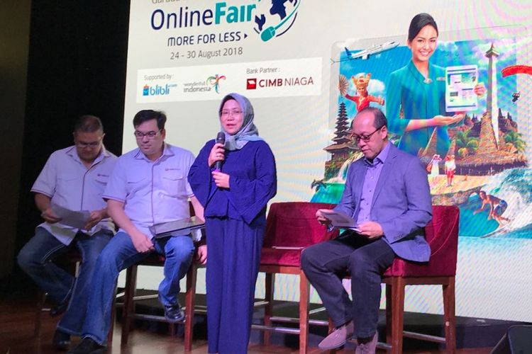 Garuda Indonesia menggelar konferensi pers perhelatan Garuda Indonesia Online Travel Fair (GOTF) di Pacific Place, Kamis (23/8/2018).