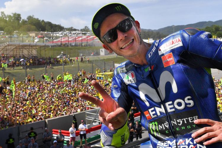 Valentino Rossi meraih podium di MotoGP Italia, Minggu (3/6/2018).
