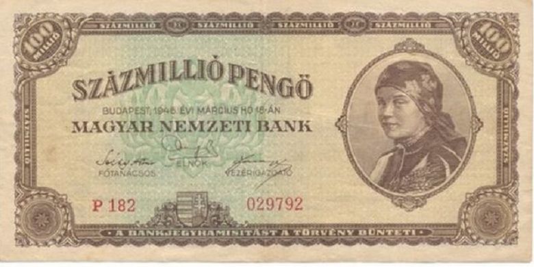 Pengo, mata uang Hungaria pasca-Perang Dunia II yang kehilangan nilainya akibat hiperinflasi.