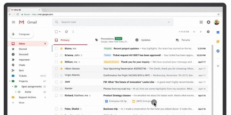 Tampilan baru Gmail.