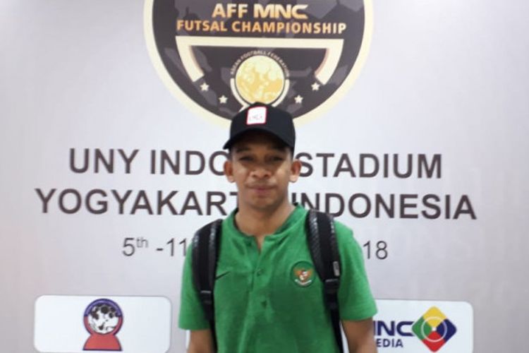 Pemain timnas futsal Indonesia, Ardiansyah Runtuboy, saat ditemui BolaSport.com seusai laga melawan Malaysia di GOR UNY, Selasa (6/11/2018). 