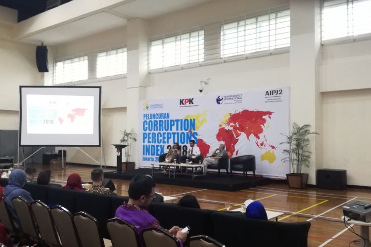 Transparency International Indonesia (TII) merilis Corruption Perceptions Index 2018 di Gedung Merah Putih KPK, Jakarta, Selasa (29/1/2019)