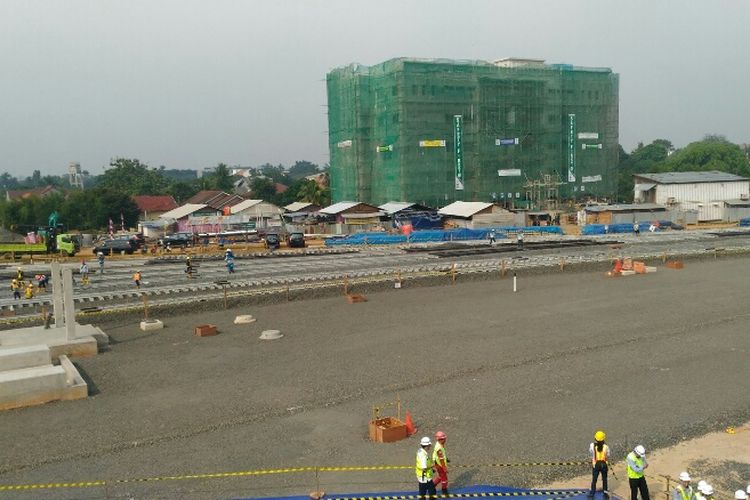 Situasi dan kondisi terkini pembangunan Stasiun Depo MRT Lebak Bulus, Jakarta Selatan, Senin (14/8/2017).