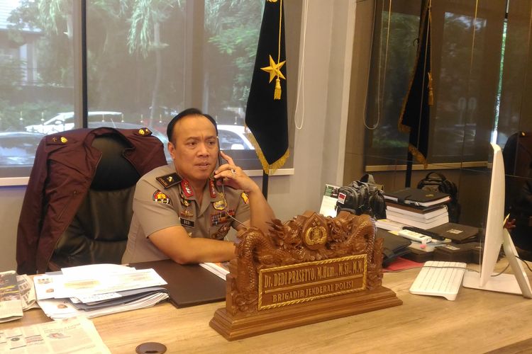 Kepala Biro Penerangan Masyarakat Humas Brigjen (pol) Dedi Prasetyo di Gedung Humas Mabes Polri, Jakarta, Selasa (12/3/2019). 
