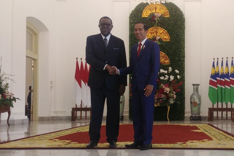 Presiden Joko Widodo, Kamis (30/8/2018) pagi, menerima kunjungan kenegaraan Presiden Republik Namibia Hage Gottfried Geingob  di Istana Kepresidenan Bogor.