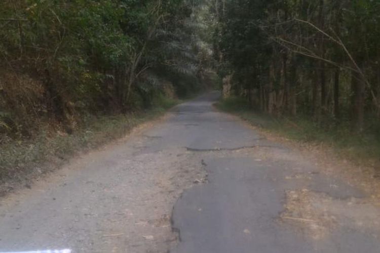 Kondisi Jalan Bajawa-Poma-Riung di Kabupaten Ngada, Nusa Tenggara Timur (NTT) rusak berat.