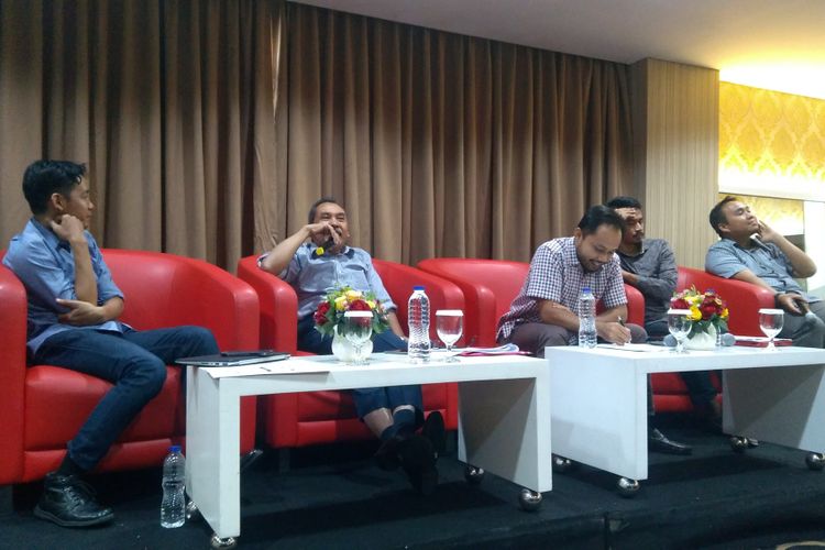Diskusi publik bertajuk Petahana dan Koalisi Partainya di Pilkada 2018 diselenggarakan Perludem, Jakarta, Kamis (8/2/2018).