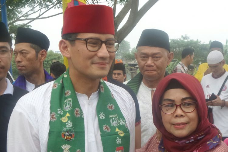 Wakil gubernur terpilih DKI Jakarta Sandiaga Uno di kawasan Ulujami, Sabtu (15/7/2017). 