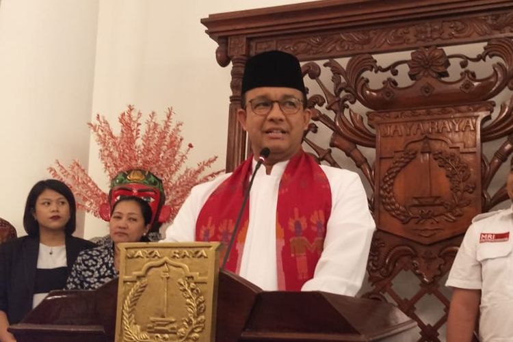 Gubernur DKI Jakarta Anies Baswedan di Balai Kota DKI Jakarta, Jalan Medan Merdeka Selatan, Jumat (9/8/2019).