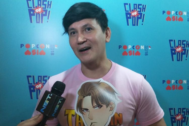 Marcelino Lefrandt hadir dalam jumpa pers film Terlalu Tampan dalam acara Popcon Asia 2018 di ICE BSD, Tangerang, Sabtu (22/9/2018). 
