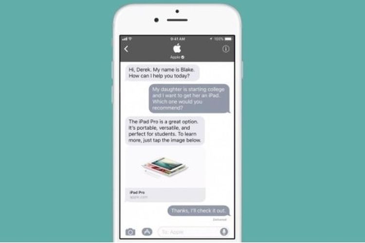 Business Chat pada iMessege yang akan dirilis Apple dalam format beta.