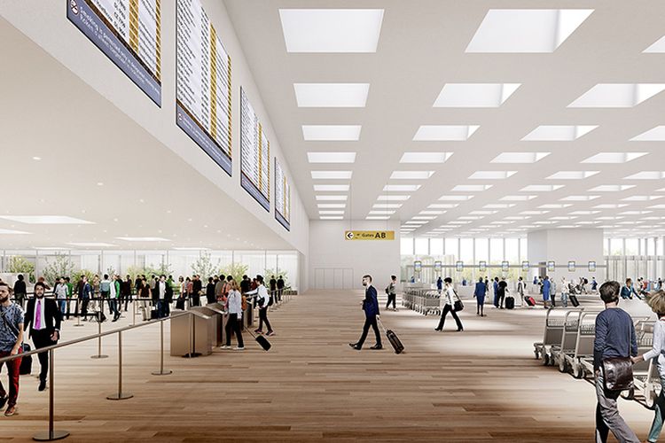 Rancangan terminal Bandara Schiphol yang baru.