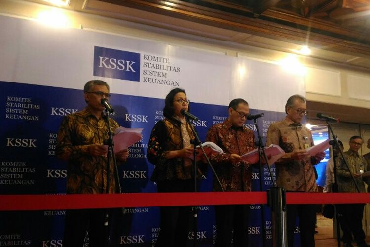 Menkeu Sri Mulyani memimpin rapat perdana Komite Stabilitas Sistem Keuangan (KSSK) di Bank Indonesia, Senin (30/4/2018).