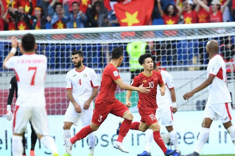Timnas Vietnam melaju ke perempat final Piala Asia 2019 seusai mengalahkan Timnas Yordania pada babak 16 besar, 20 Januari 2019. 