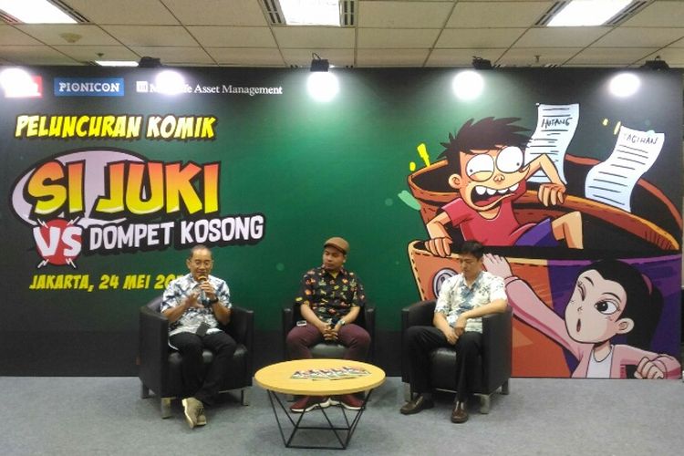 PT Manulife Aset Manajemen Indonesia (MAMI) meluncurkan komik edukasi finansial dan reksa dana bertajuk Si Juki vs Dompet Kosong, Kamis (24/5/2018).