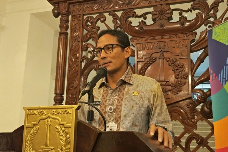 Wakil Gubernur DKI Jakarta Sandiaga Uno di Balai Kota DKI Jakarta, Jalan Medan Merdeka Selatan, Kamis (14/12/2017).
