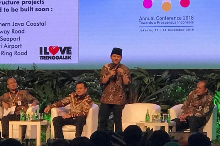 Wakil Bupati Trenggalek Muhammad Nur Arifin saat acara Konferensi SDGs, di Hotel Fairmont, Jakarta Pusat, Selasa (18/12/2018). 