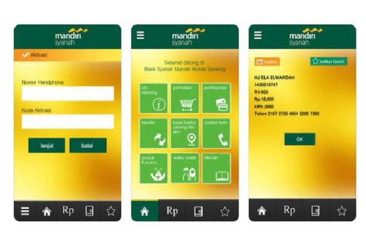 Tangkapan tampilan aplikasi BSM Mobile Banking di fitur aplikasi di IoS. Gambar diambil pada Rabu (30/5/2018).