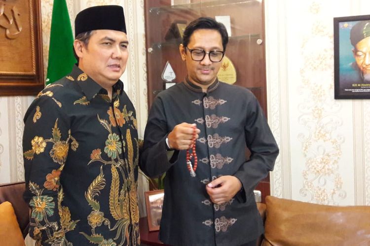 Andre Taulany berkunjung ke kantor PBNU, Kramat Raya, Jakarta Pusat, Rabu (8/5/2019).