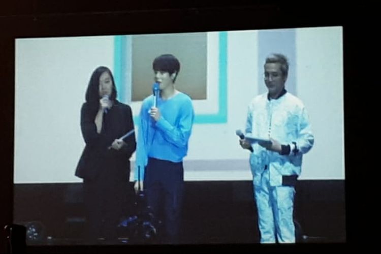 Ha Sung Woon menyapa para penggemarnya dalam acara fan meeting di The Kasablanka Hall, Kota Kasablanka, Jakarta Selatan, Sabtu (22/06/2019) .
