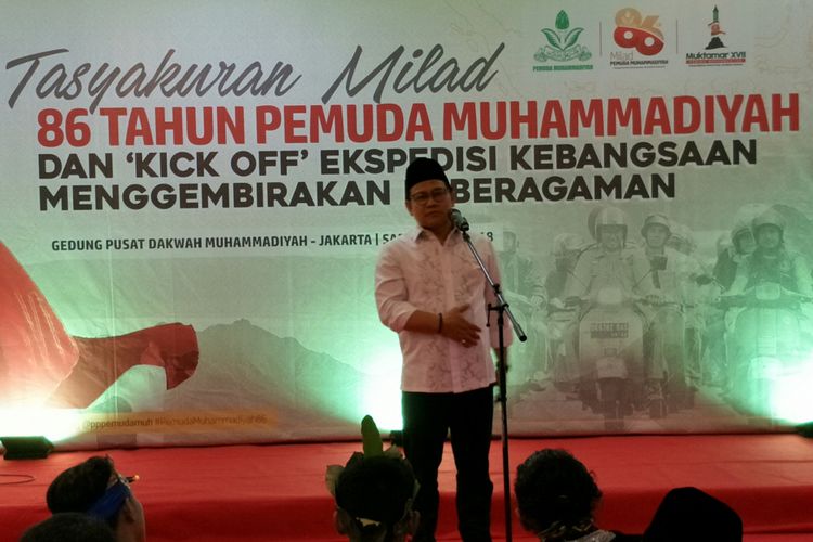 Ketua Umum Partai Kebangkitan Bangsa (PKB) Muhaimin Iskandar ketika ditemui dalam sebuah acara di Gedung Pusat Dakwah Muhammadiyah, Jakarta, Sabtu (5/5/2018). 