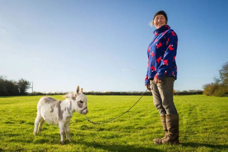 Ottie, keledai terkecil di dunia bersama pemiliknya Cheryl Griffiths.