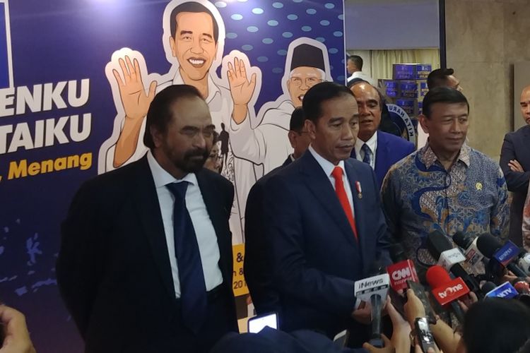 Presiden Joko Widodo usai memberi pembekalan kepada caleg Partai Nasdem di Jakarta, Sabtu (1/9/2018).