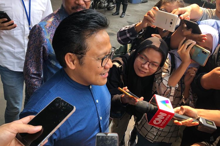 Ketua Umum Partai Kebangkan Bangsa (PKB), Muhaimin Iskandar, menyambangi kantor DPP Nasdem, Jakarta Pusat, Senin (22/7/2019). 