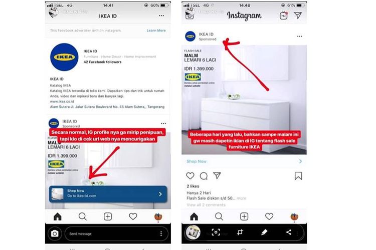 IKEA Indonesia kembali dicatut namanya dalam situs penipuan barang online.