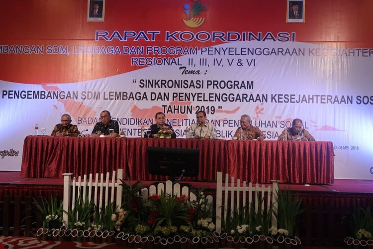 Rapat Koordinasi Pembangunan SDM, Lembaga dan Program Penyelenggaraan Kesejehteraan Sosial Tahun 2018, di Hotel Rich Yogyakarta, Minggu (5/6/2018).