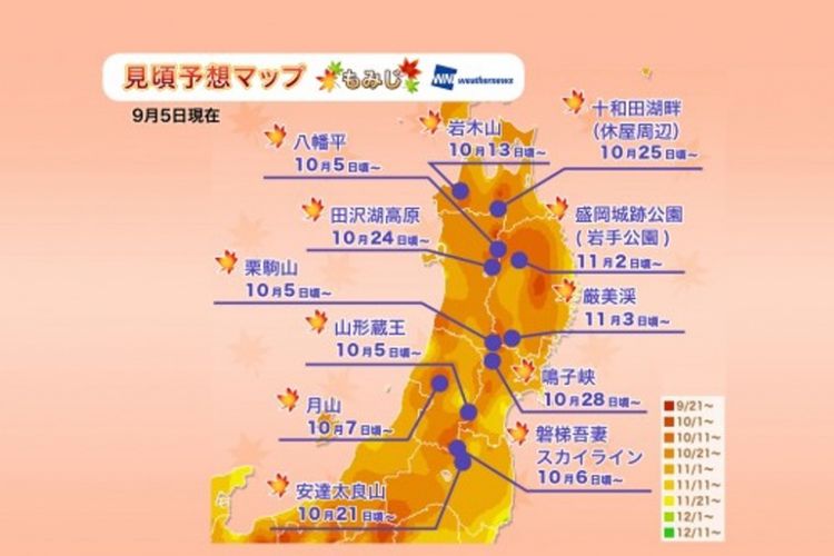 Jadwal Puncak Musim Gugur di Jepang Tahun 2018