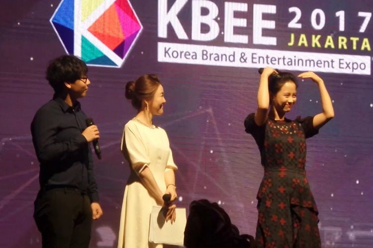 Song Ji Hyo dalam acara Korea Brand & Entertainment Expo (KBEE) 2017 di Hotel Sheraton, Jakarta Selatan, Senin (4/9/2017).