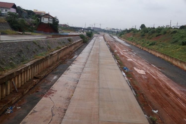 Proyek pembangunan jalan tol Cinere-Jagorawi (Cijago) yang tengah berlangsung di Depok.