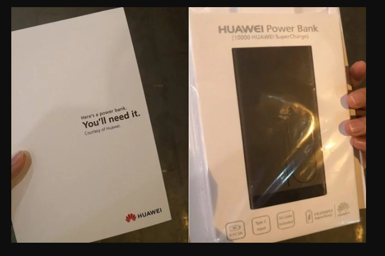 Power Bank Huawei yang dibagikan secara gratis ke calon pembeli iPhone di Apple Store Singapura