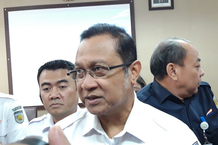 Direktur Utama PT KAI Edi Sukmoro di Jakarta Railways Centre, Jakarta Pusat, Rabu (19/6/2019)