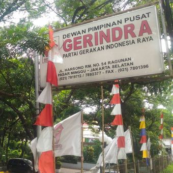Kantor Dewan Pengurus Pusat (DPP) Gerindra di Jalan RM Harsono, Pasar Minggu, Jakarta Selatan, Selasa (23/4/2019). 