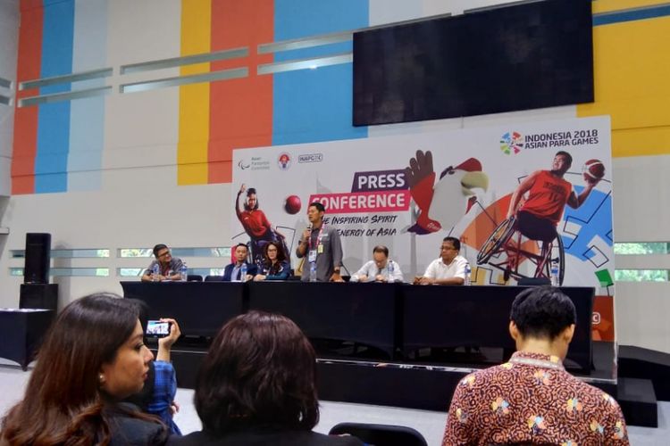 Konferensi merchandise dan sponsor Asian Para Games 2018, Rabu, (3/10/2018) di GBK Arena, Senayan, Jakarta.