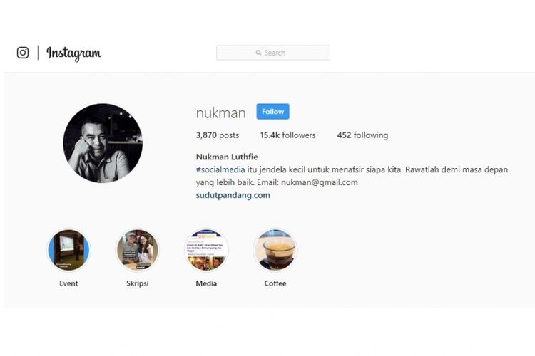 Profil Instagram Nukman Luthfie