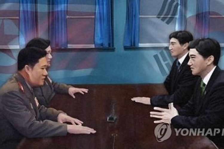 Ilustrasi pertemuan bilateral Korea Utara (kiri) dan Korea Selatan (kanan).