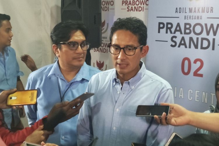 Calon wakil presiden nomor urut 02 Sandiaga Uno saat ditemui di media center pasangan Prabowo Subianto-Sandiaga Uno, Jalan Sriwijaya, Jakarta Selatan, Rabu (31/10/2018).