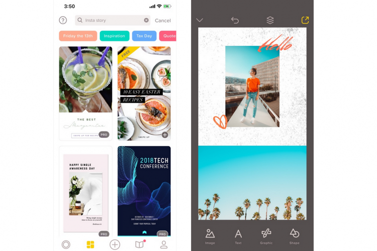 Aplikasi pengeditan untuk Instagram Stories