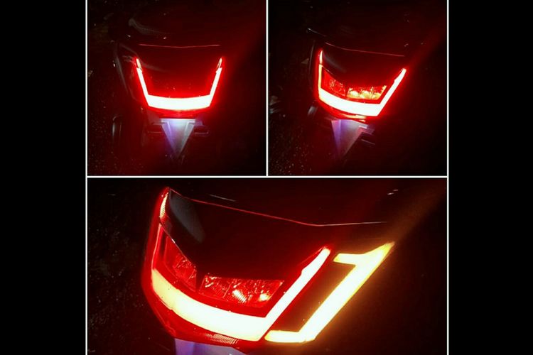 Lampu variasi lazy eye buatan Novi, pemilik bengkel modifikasi headlamp dan stoplamp Lazy Eyes, yang disematkan pada lampu depan dan belakang Yamaha NMax. (Foto: dokumentasi Lazy Eyes).