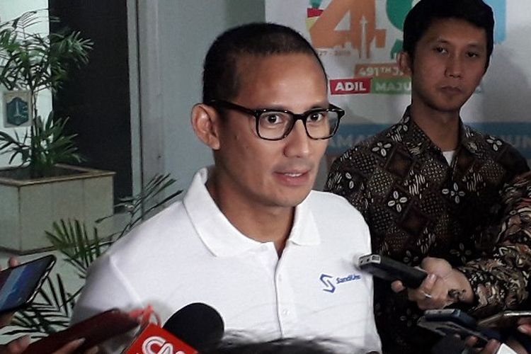 Wakil Gubernur DKI Jakarta Sandiaga Uno di Balai Kota, Jakarta Pusat pada Selasa (19/6/2018). 
