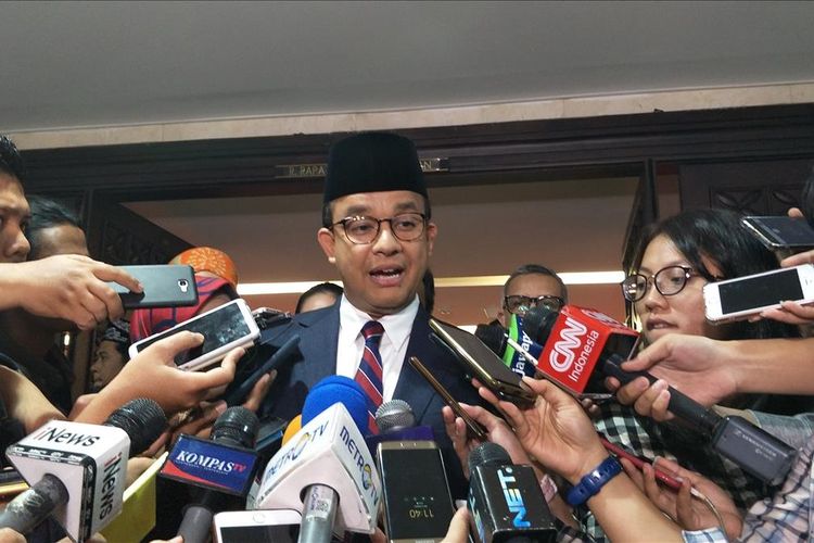 Gubernur DKI Jakarta Anies Baswedan di Gedung DPRD DKI Jakarta, Jalan Kebon Sirih, Jakarta Pusat, Rabu (14/8/2019).