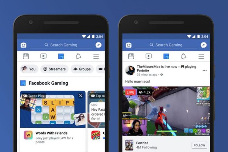 Ilustrasi tab Gaming aplikasi Facebook