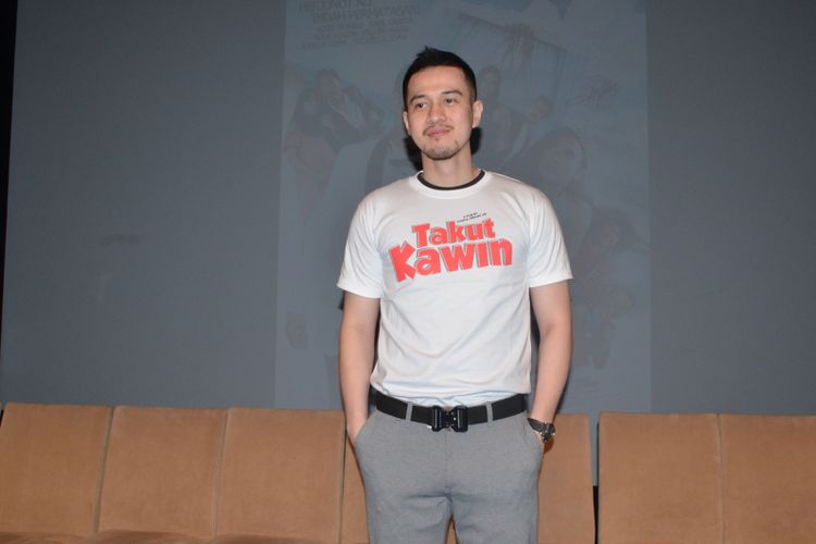Herjunot Ali saat jumpa pers peluncuran poster dan trailer film Takut Kawin di Plaza Senayan, Jakarta Pusat, Kamis (18/1/2018).