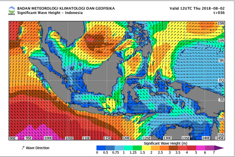 Peta Gelombang Tinggi BMKG 2 Agustus 2018
