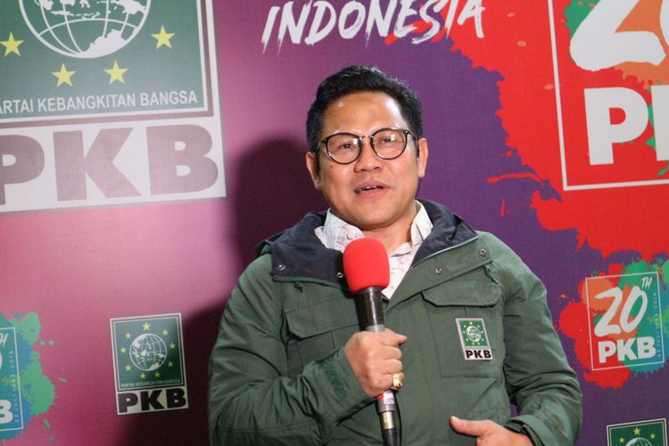 Ketua Umum Partai Kebangkitan Bangsa (PKB) Muhaimin Iskandar alias Cak Imin ketika ditemui dalam perayaan hari lahir ke-20 tahun PKB, di Grand Sahid Jaya Hotel, Jakarta, Minggu (22/7/2018) malam. 