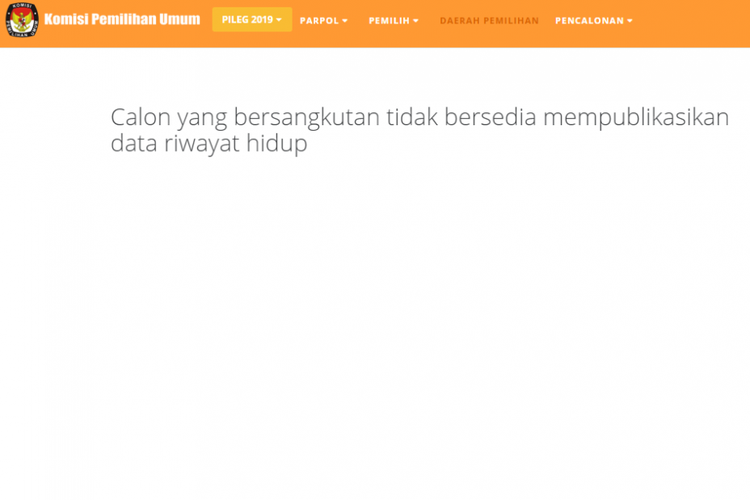 Caleg yang enggan membuka informasi terkait dirinya di situs KPU.go.id